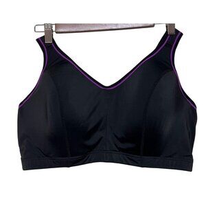 Sport by Cacique Women's Black Purple Athletic Sports Bra Back Hook Size 42DD
